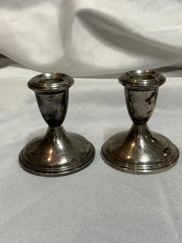 Two Vintage Beautiful Weighted Sterling Silver Reed & Barton Candle Holders