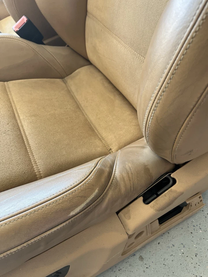 Juego de par de asientos delanteros de gamuza Alcantara de cuero tostado para Porsche Cayenne Gts 11-18 OEM Foto 4 de 4