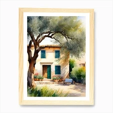 A House And An Olive Tree Art Print Framed Wall Art Poster Canvas Print Picture