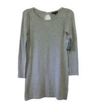 N Touch Angora Blend Knit Sweater Dress Keyhole Neck Long Sleeve Gray Sz S NWT