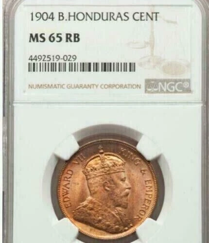 British Honduras, 1904 Edward VII Cent. NGC MS 65. 50,000 Mintage.
