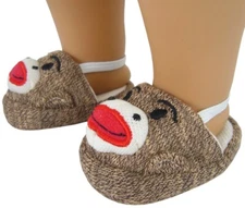 Sock Monkey Slippers 18" Doll Clothes Accessories compatible with American Doll