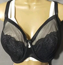 42DDD Black Curvy Couture 1299 Luxe Lace BLACK Underwire Bra