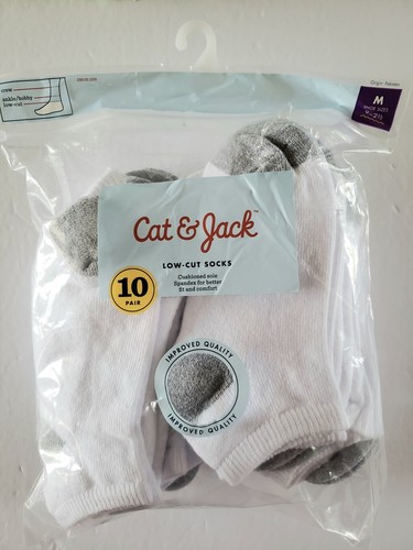 Cat & Jack Boy's Cushioned Sole Low Cut Socks 10 Pairs Medium Shoe Sz 9-21/2 - Picture 2 of 4
