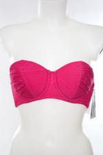 JESSICA SIMPSON NWT Lace Overlay Bandeau Bikini Top Passion Size S Underwire