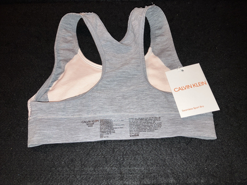 CALVIN KLEIN Bralette Girls Small 6/6X BLUSH/GREY (polyester-nylon-spandex) NEW - Picture 9 of 10