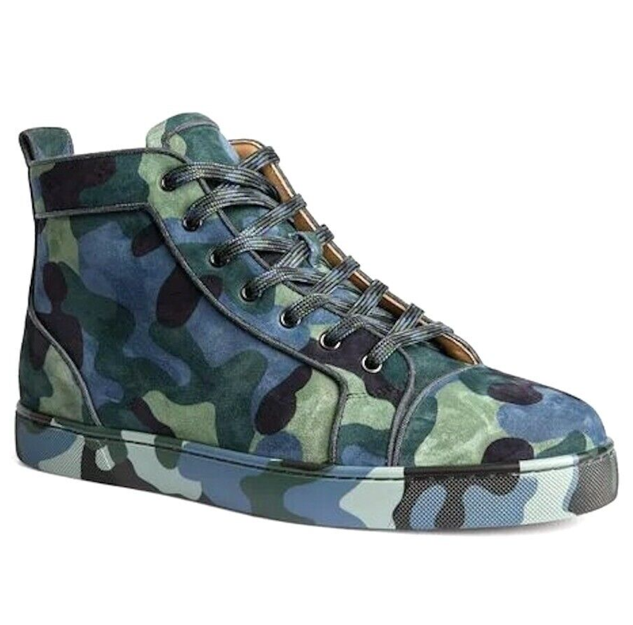 SALE 即発 Christian Louboutin LOUIS ORLATO FLAT カモフラ Christian Louboutin Louis Orlato Camouflage Suede Hi-Top