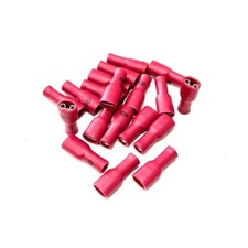 Red 4.8mm Female Spade Connectors - Fully Insulated Push On Terminals - Pk 100