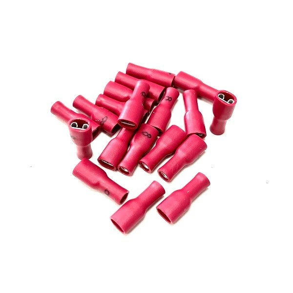 ALM ELECTRICAL SOLUTIONS LTD Red 4.8mm Female Spade Connectors - Fully Insulated Push On Terminals - Pk 100