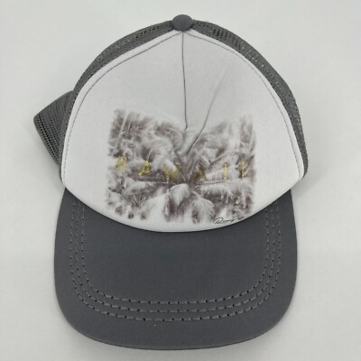 Roxy Snapback Hat Women's One Size White Gray Hawaii Beach Logo Mesh Trucker Cap