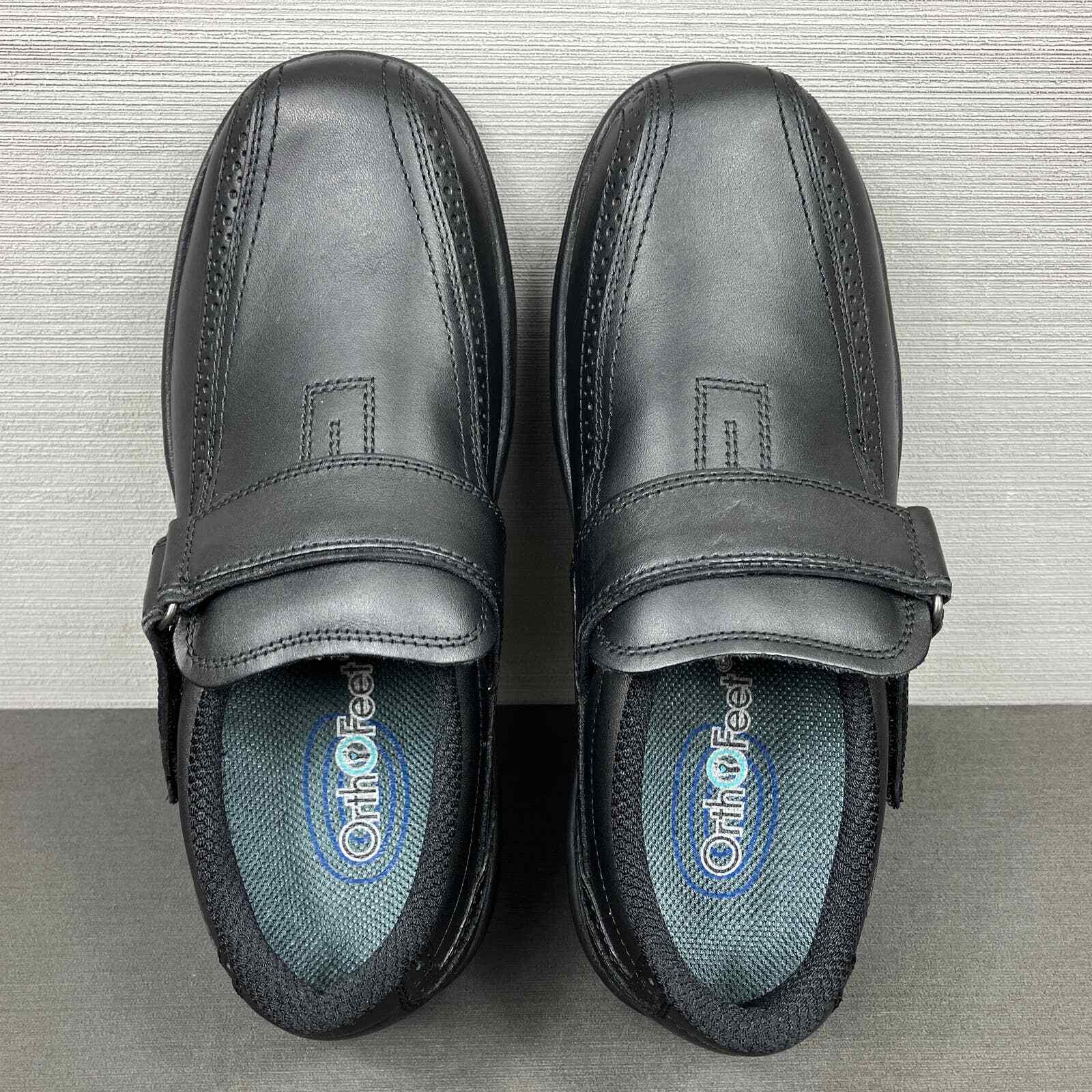 Orthofeet 585 Lincoln Center Mens Size 9 2E Wide Black Leather Loafer
