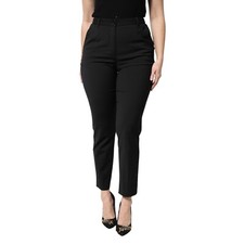 DOLCE & GABBANA Pants Black Polyester High Waist Slim Trouser IT42/US8/M 450usd