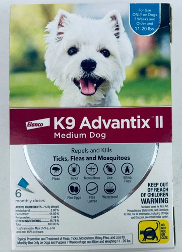 K9 Advantix II Flea Treatment for Medium Dogs 6 Monthly Doses (11-20 Lbs) - Picture 1 of 1