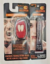 Halloween Adult Vampire Fangs one size Tube of Fake Blood 0.75 oz. - SEALED