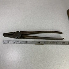 Vintage Double Duty Buttons Pattern Pliers 10” Long Fencing Pliers