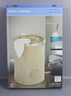 WENKO Laundry Collector Cordoba Beige 68L Laundry Basket 40 x 54 x 40cm Laundry Box L3-W8