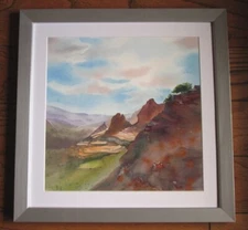 SEDONA ARIZONA SCHNEBLY HILL WATERCOLOR PAINTING by ISABELLE SERUCH CAPOUILLEZ