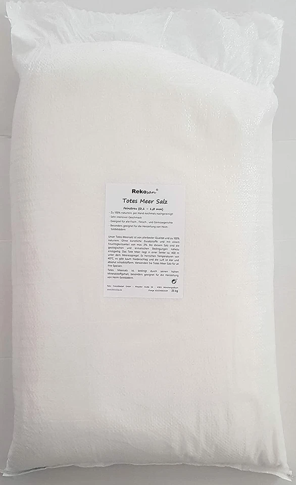 BIOVA Rekosan Totes Meer Salz 25 kg (fein 0,1 - 1,0 mm) Speisesalz Peelingsalz