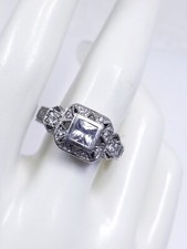 Sterling Silver Clear White Crystal Ring Sz 9.5 - 6.9 Grams TW