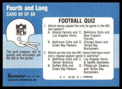 1983 FLEER TEAM ACTION NFL TEAM HIGHLIGHTS B PHILADELPHIA EAGLES #80