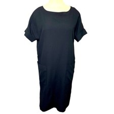 Aritzia Babaton Black Shirt Dress Sz XXS Crepe Short Sleeve Pullover Minimalist 