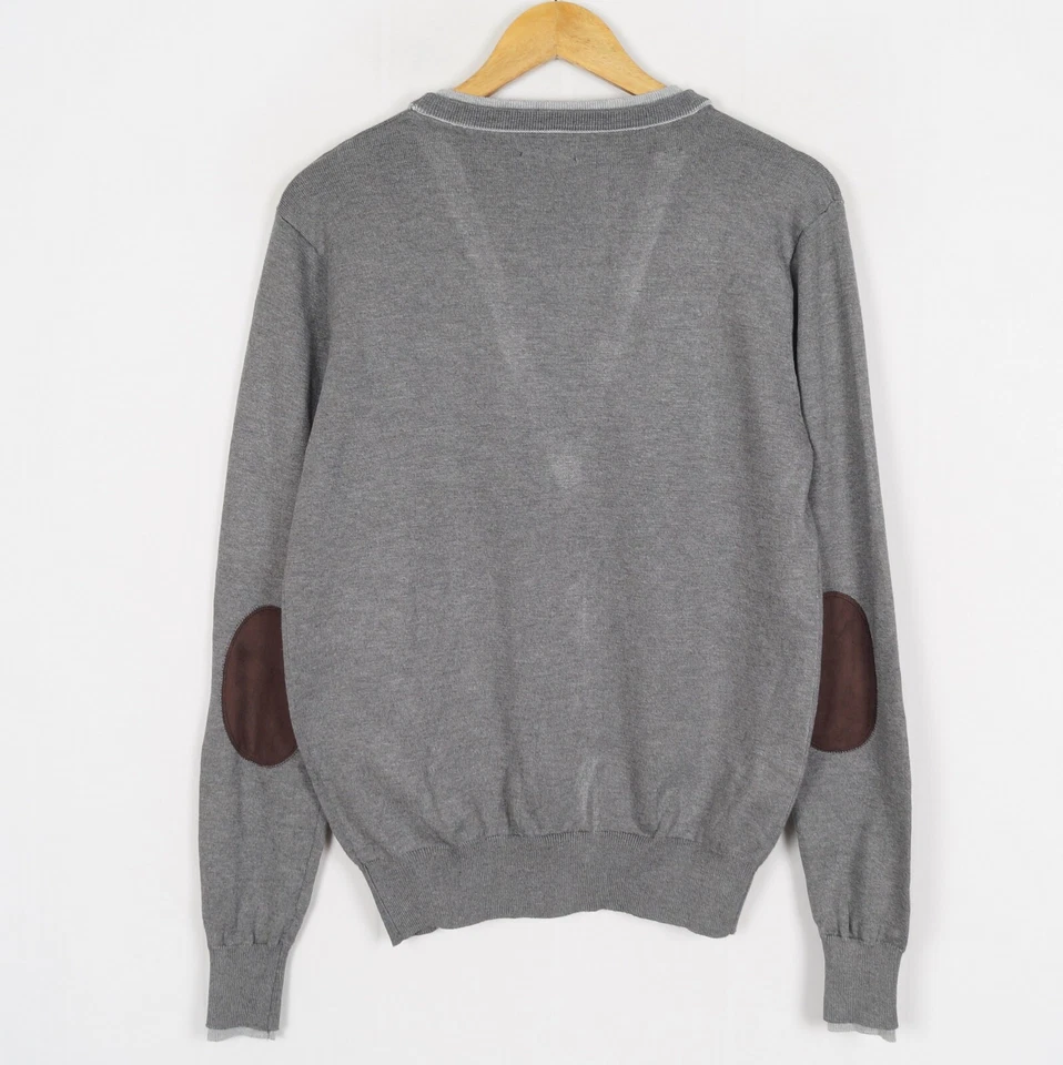 FRED PERRY Hombres Cardigan Jumper Talla ~ S Poliéster Gris Tejido Botones me... - Imagen 2 de 4