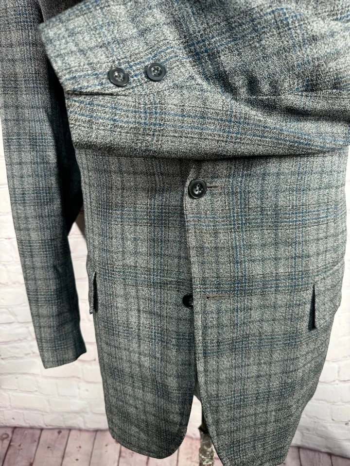 Abrigo Blazer Chaqueta DE COLECCIÓN SEARS Para Hombres Gris GLEN CUADROS Poliéster Deportivo TALLA 42R Foto 4 de 4