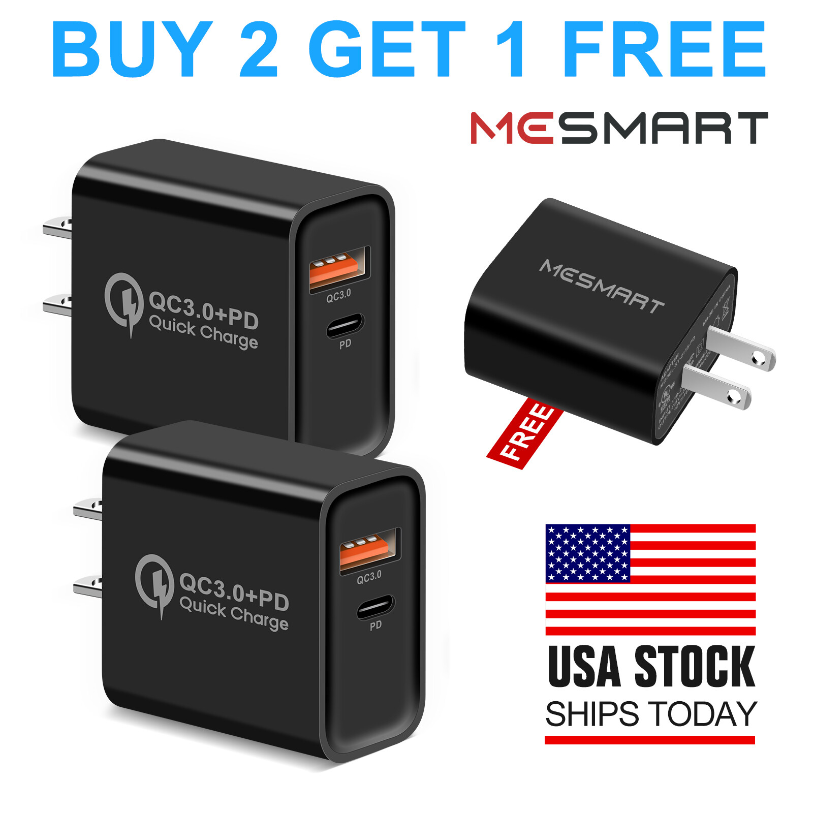 Lote Cargador Pared Rápido 20W 2 Puertos Tipo C USB A USB C Para Todos los Teléfonos Celulares iPad