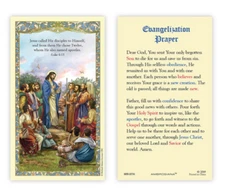 Laminated Evangelization Holy Prayer Card Catholic Jesus with Apostles Teaching