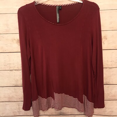 ellumiNation by Nikki H Parker Women s Sz  Large Burgundy Top Pre-Owned