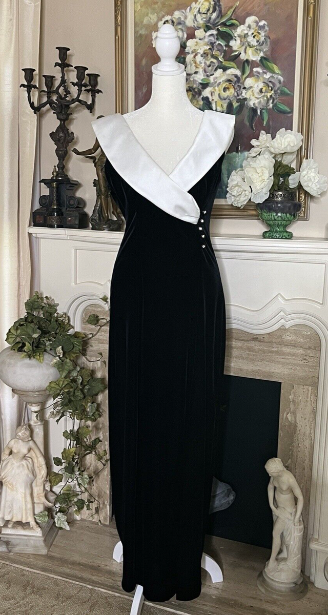 Vtg Jeffrey & Dara Evenings By Tom Barra Black Velvet Dress w/White Collar Sz. 8 | eBay Vtg Jeffrey & Dara Evenings By Tom Barra Black Velvet Dress w/White Collar Sz. 8 | eBay