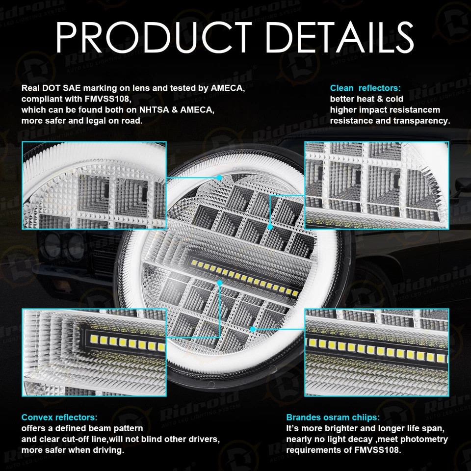 Faro LED haz alto/bajo DRL para Suzuki Boulevard M50 M90 C50 VZ800 5-3/4 5,75" Foto 4 de 4