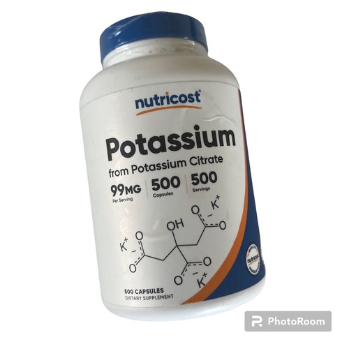 Nutricost Potassium Citrate 99mg, 500 Capsules Gluten Free & NonGMO