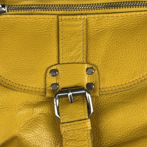 Borsa a tracolla Lederbuck in pelle gialla morbida tracolla regolabile tasche usata in ottime condizioni - Foto 5 di 10