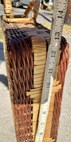 Woven Wicker Exec Briefcase Large HandCrafted VTG 2-Tone Rare Document Storage - Picture 18 of 21