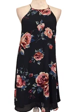 Everly Tunic Dress, Medium, Halter neckline, lined, peep-hole back