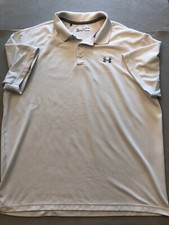 Under Armour Golf Polo Shirt Men's 2XL Loose Fit White Active/Casual