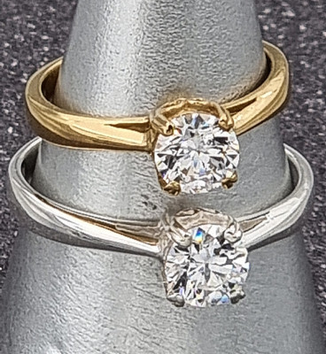 Sterling Silber 925 Ring Solitär mit  Zirkonia 6 mm auch vergoldet