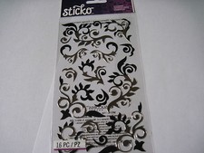 Scrapbooking Stickers Crafts Sticko Silver Black Flourish Swirls Repeats