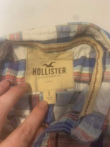 Hollister Small Long Sleeve Collared Button Up Shirt- Blue Red White - Picture 3 of 3