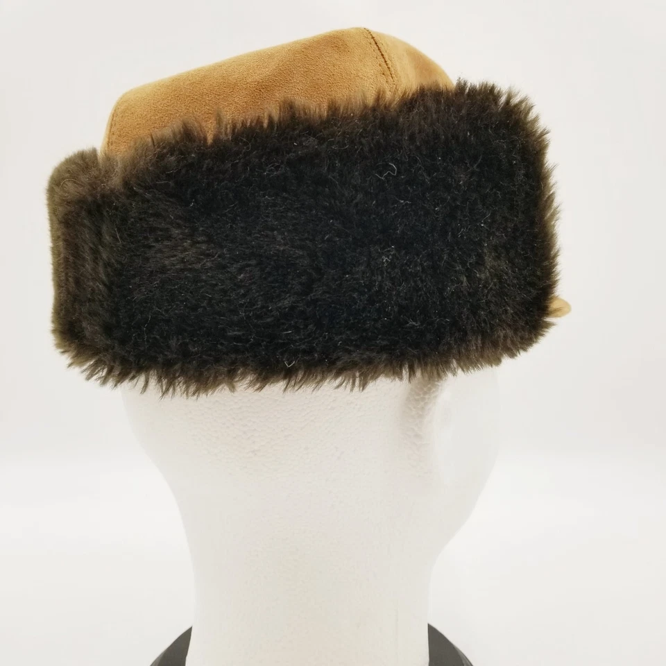 Sombrero de invierno vintage piel sintética oreja solapa retro años 60 cuero marrón talla 6 5/8  Foto 4 de 4