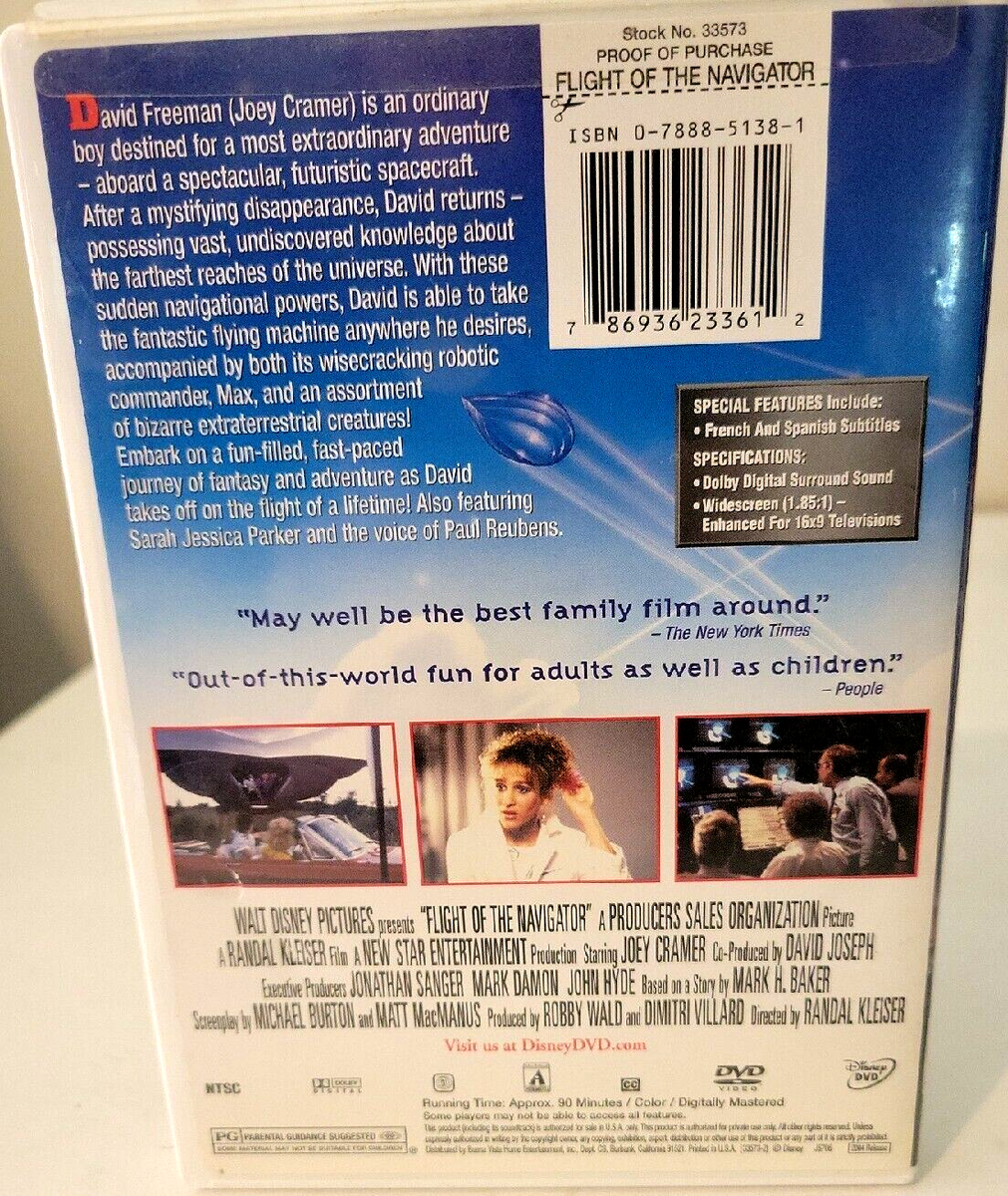 Flight of the Navigator (DVD, 1986) Joey Cramer Disney Free Ship