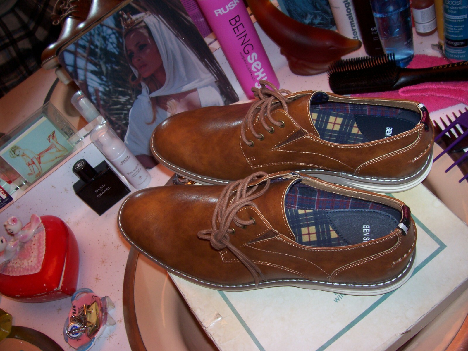 SAOLA NEW men's sz 10 Ben Sherman dress or casual shoes chocolate lace up very sharp!