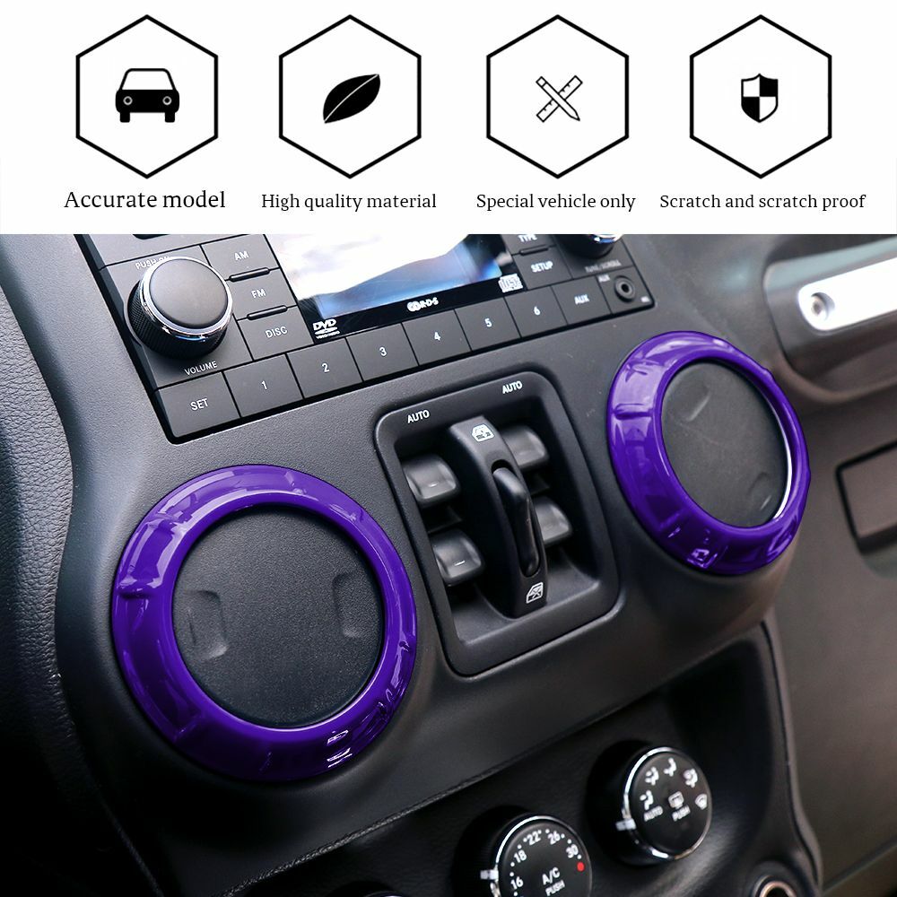 4pcs Car Dashboard Air Conditioner Vent Trim for 2011-18 Jeep Wrangler JK Purple