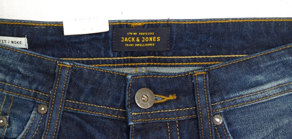 JACK&JONES Vaqueros Rectos Mike Azul Oscuro Hombre Algodón Elástica 30/32 - Imagen 2 de 4