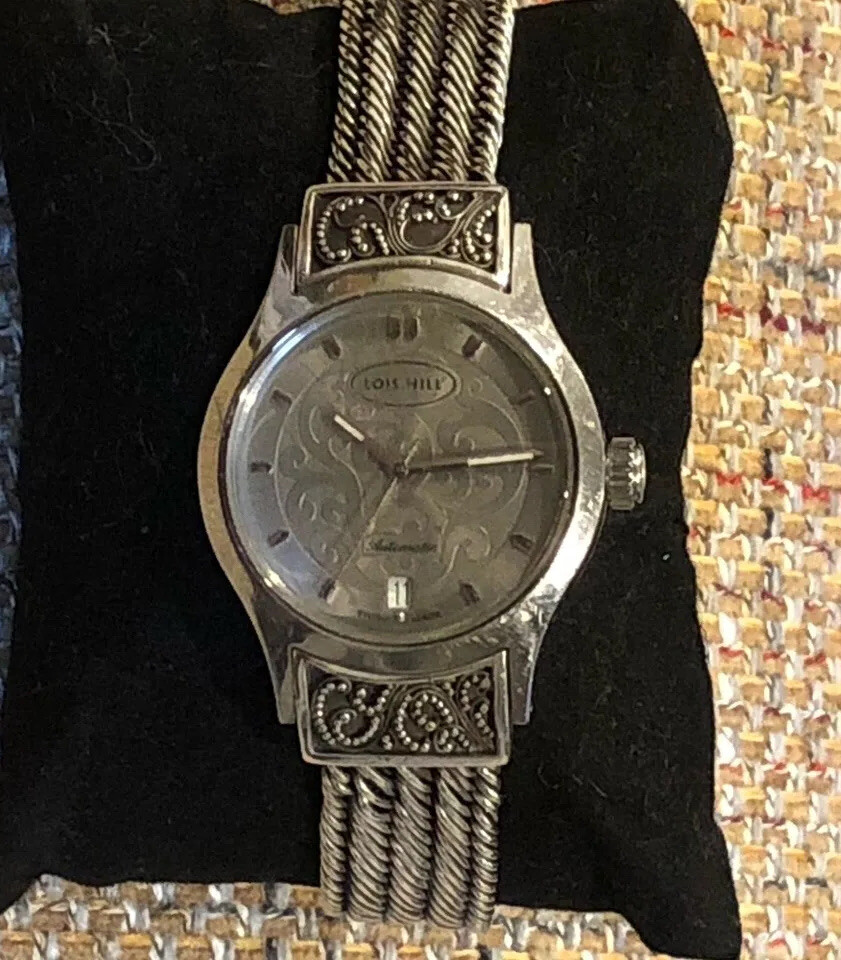 LOIS HILL Automatic Silver Grey Round Sterling Si… - image 8
