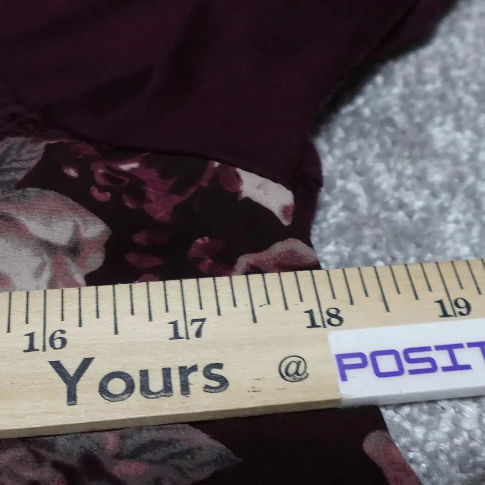 Davina 花卉蕾丝上衣女式大号勃艮第长袖套衫 — 第 4/4 张图片