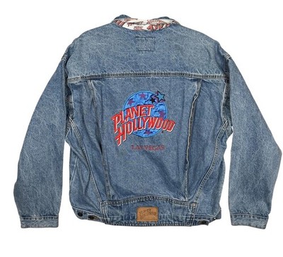 Vintage Planet Hollywood Denim Jacket Mens XL Blue Las Vegas
