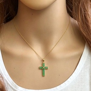 Authentic The Verdant Cross: Carved Jade Amulet of Harmony and Radiance