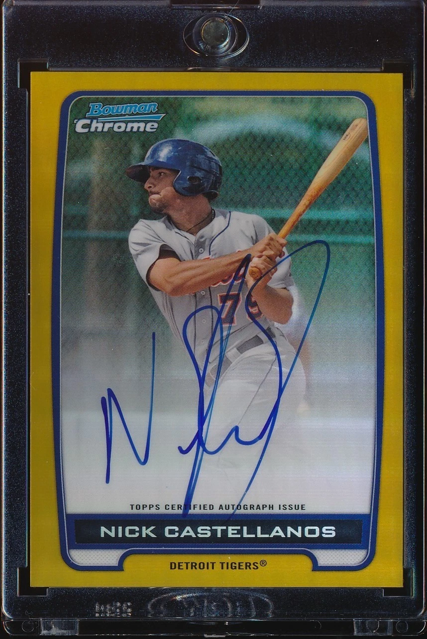 2012 BOWMAN CHROME NICK NICHOLAS CASTELLANOS GOLD REF REFRACTOR AUTO 42/50 RC